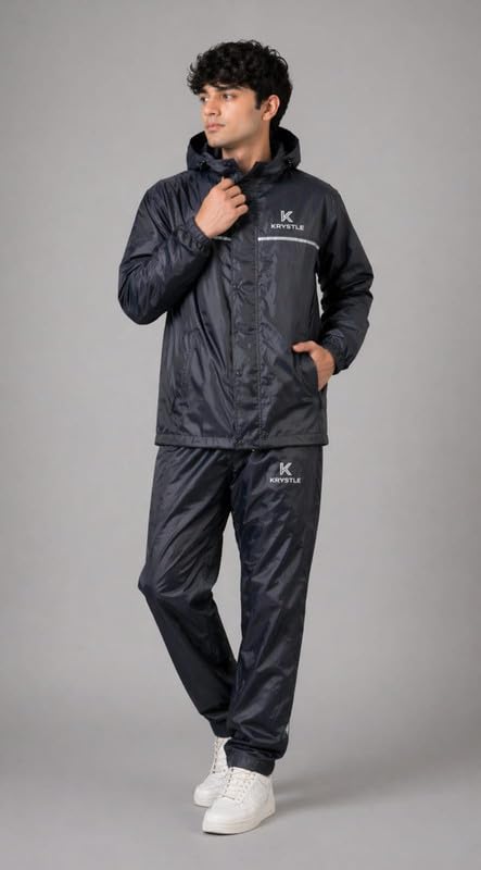 Krystle Premium Waterproof Rain Suit for Men – Jacket & Pants Set (Blue,XLarge) - Image 2