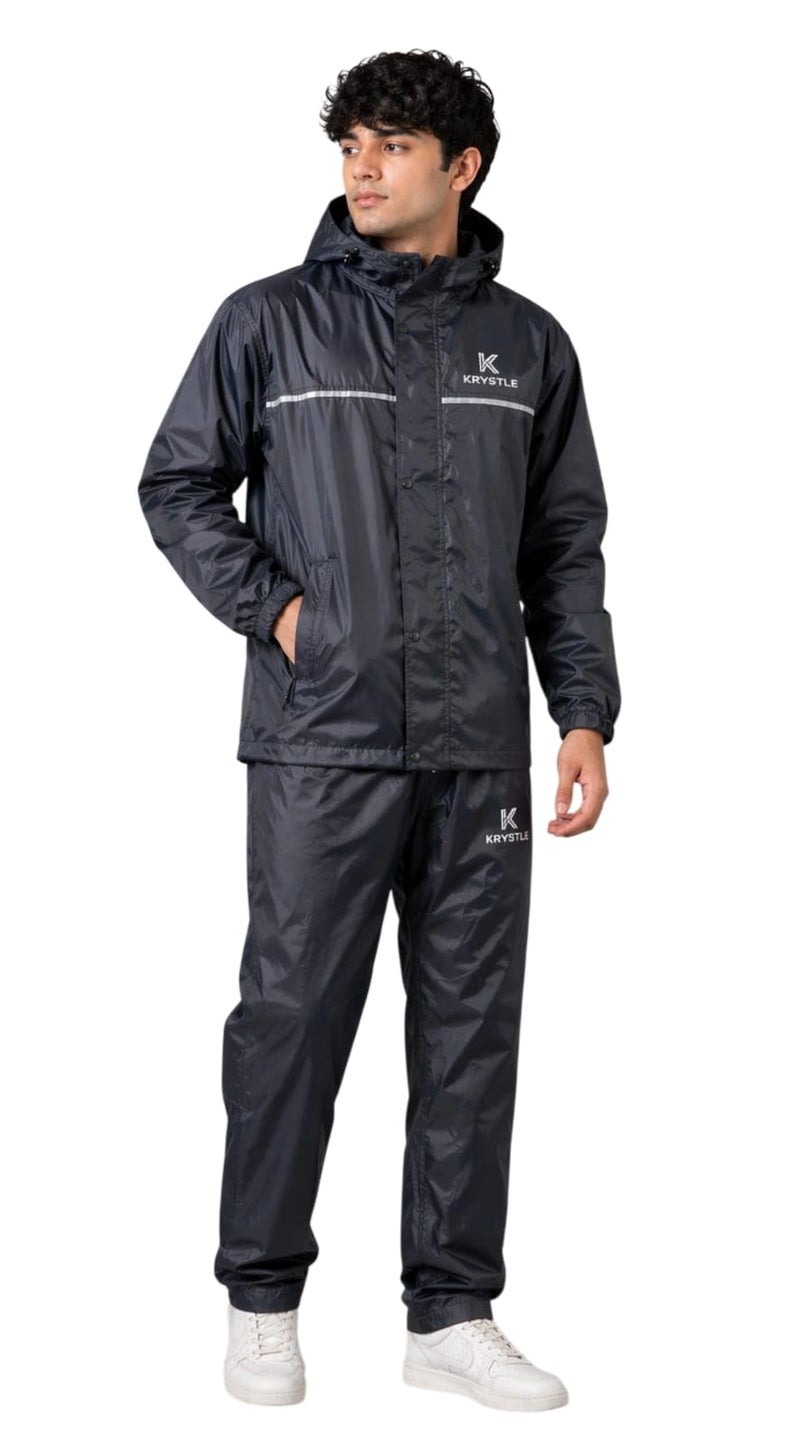 Krystle Premium Waterproof Rain Suit for Men – Jacket & Pants Set (Blue,XLarge) - Image 5