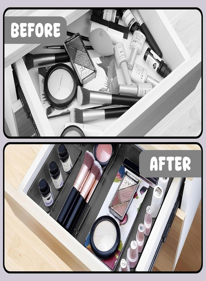 HOMIFLY 20 Piece Unbreakable Drawers Organisers/Multipurpose Drawer Organizer Tray/Storage Box for Dressing Table/Makeup Organiser Tray/Storage Bins For Bathroom (Black) - Image 3