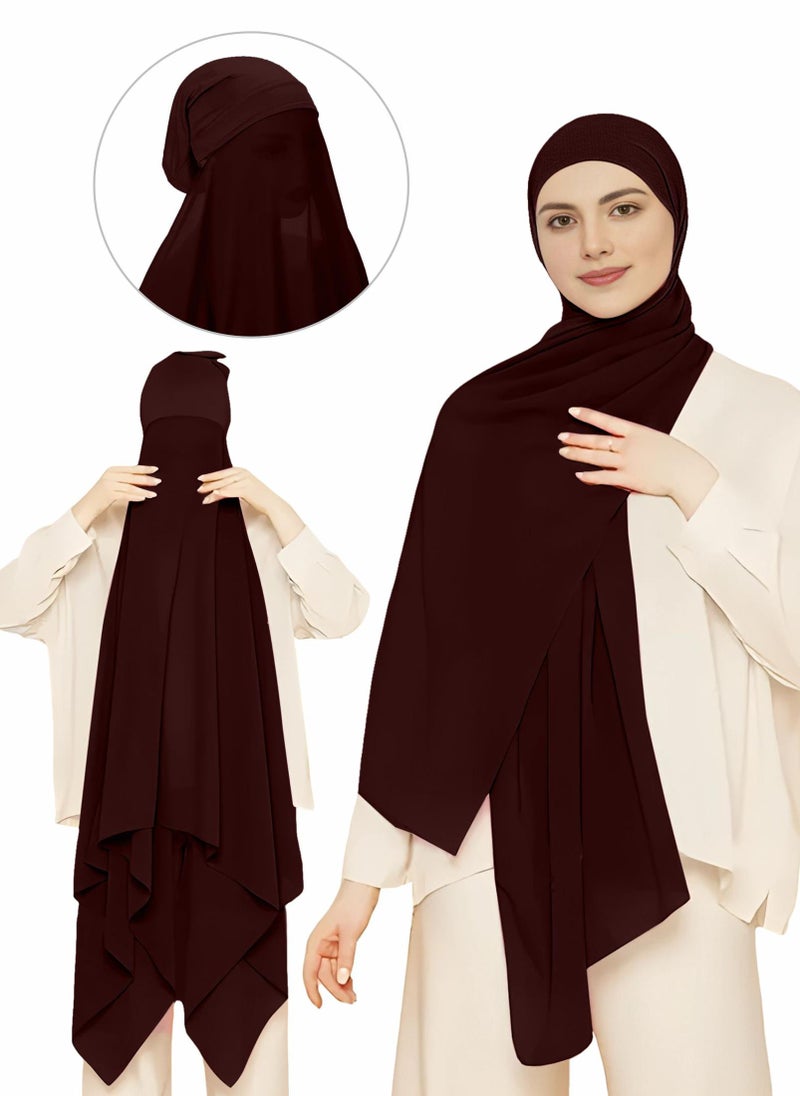 NUKHBAA Instant Hijab Wrap,Pullover Head Scarf with Tube Undercap Root Beer color Hijab-HC14  - Image 1