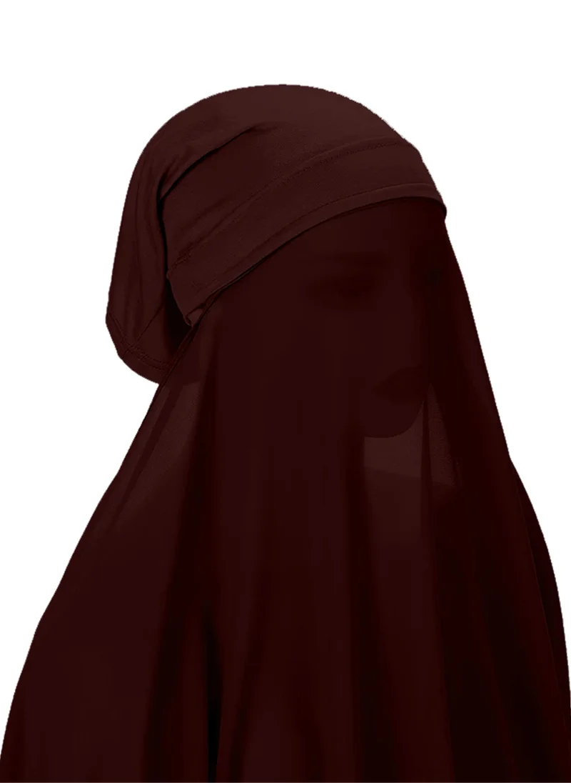NUKHBAA Instant Hijab Wrap,Pullover Head Scarf with Tube Undercap Root Beer color Hijab-HC14