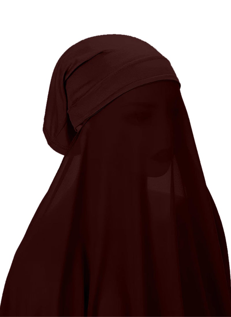 NUKHBAA Instant Hijab Wrap,Pullover Head Scarf with Tube Undercap Root Beer color Hijab-HC14  - Image 3