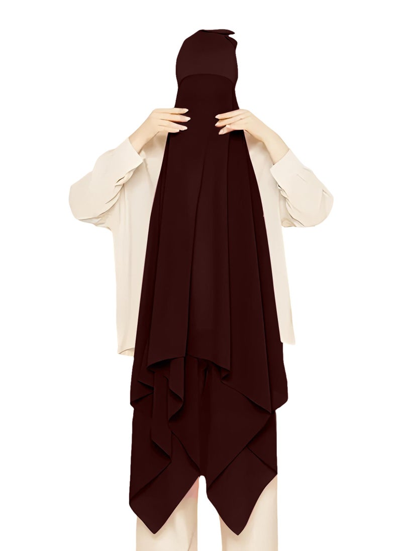 NUKHBAA Instant Hijab Wrap,Pullover Head Scarf with Tube Undercap Root Beer color Hijab-HC14  - Image 2