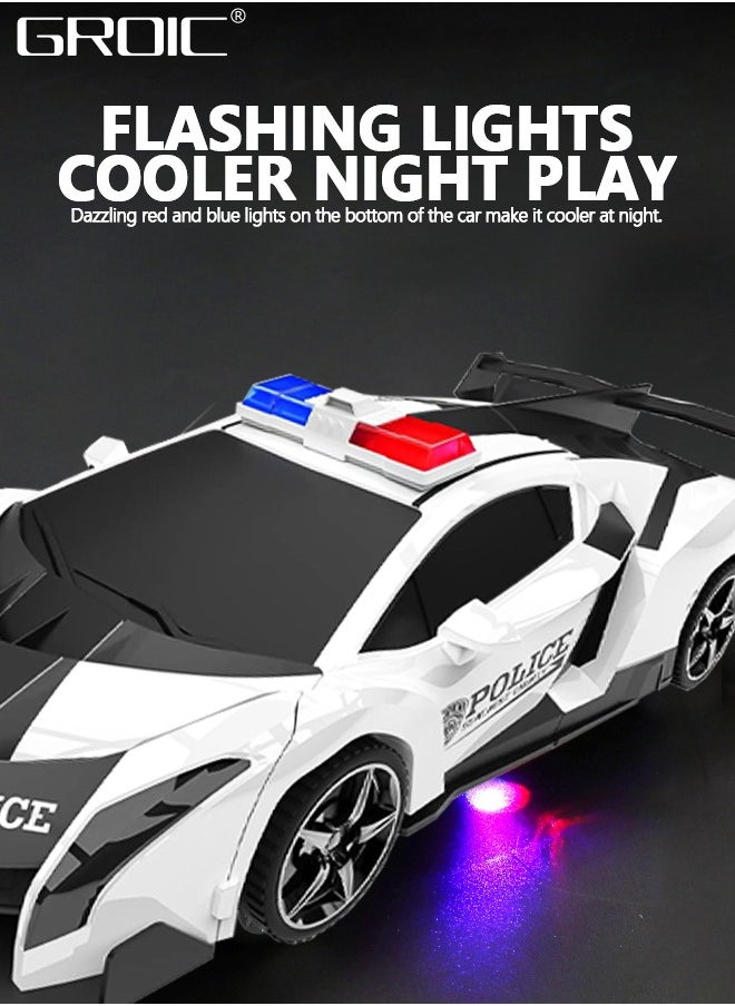 GROIC - Transform Remote Control Car, Transform Robot RC Car Toys with 2.4Ghz One-Button Transforming 360 Degree Rotation Drifting Police Car,Deformation Car 1:18 Scale - Image 1
