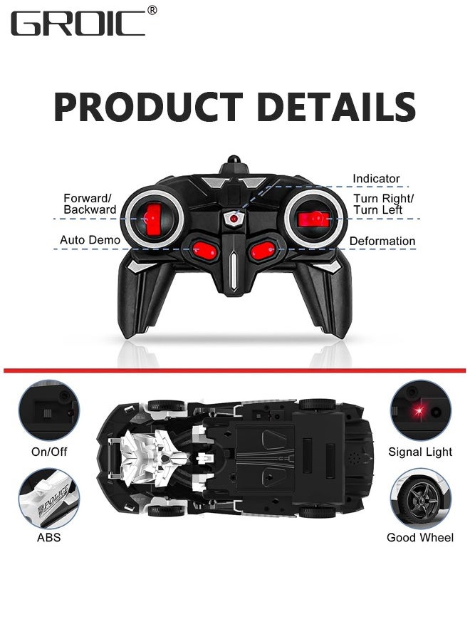 GROIC - Transform Remote Control Car, Transform Robot RC Car Toys with 2.4Ghz One-Button Transforming 360 Degree Rotation Drifting Police Car,Deformation Car 1:18 Scale - Image 1