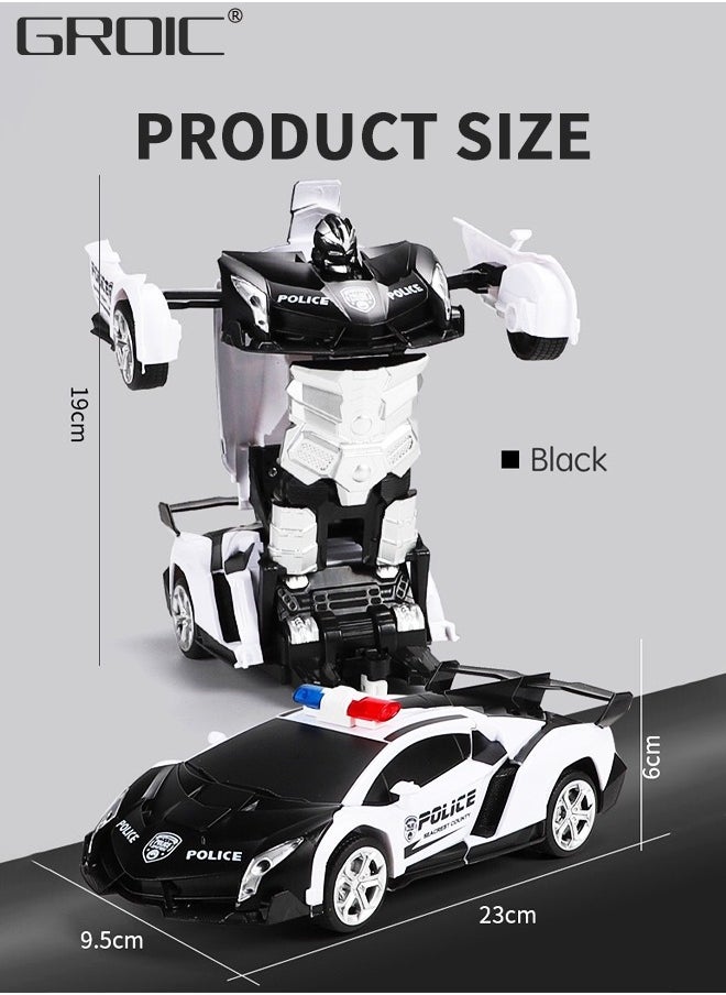 GROIC - Transform Remote Control Car, Transform Robot RC Car Toys with 2.4Ghz One-Button Transforming 360 Degree Rotation Drifting Police Car,Deformation Car 1:18 Scale - Image 1