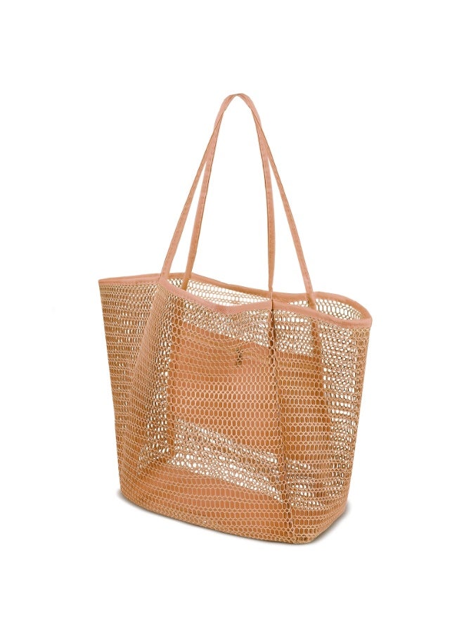 Ciara Folding beach bag mesh handbag, women's shoulder bag shopping bag summer outdoor travel bag - Image 1
