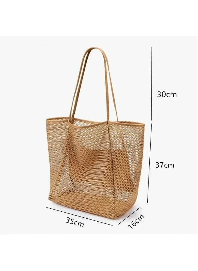 Ciara Folding beach bag mesh handbag, women's shoulder bag shopping bag summer outdoor travel bag - Image 4