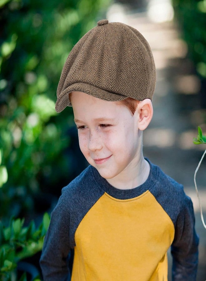 XuoAz Kids Boys Wool Newsboy Cap - Vintage Tweed Flat Beret Cabbie Hat for Toddler Boys Girls Pageboy(for 4 to 9 Years) - Image 4