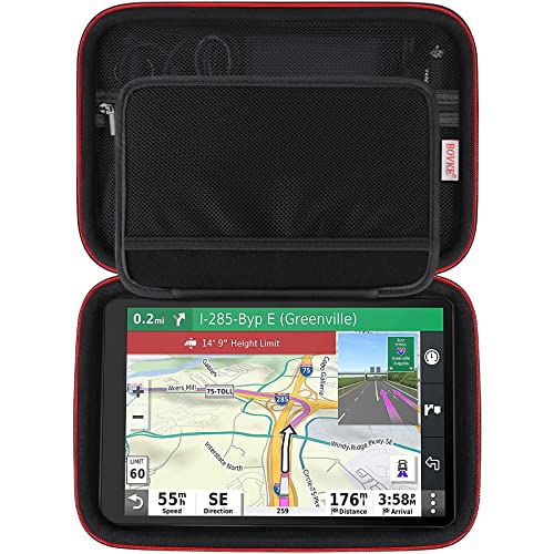 BOVKE Hard Carrying GPS Case for 10-inch Garmin Dezl OTR1000 / OTR1010 / RV 1090 GPS Navigator System, Mesh Pocket for Car Charger, USB Cables, Black - Image 1