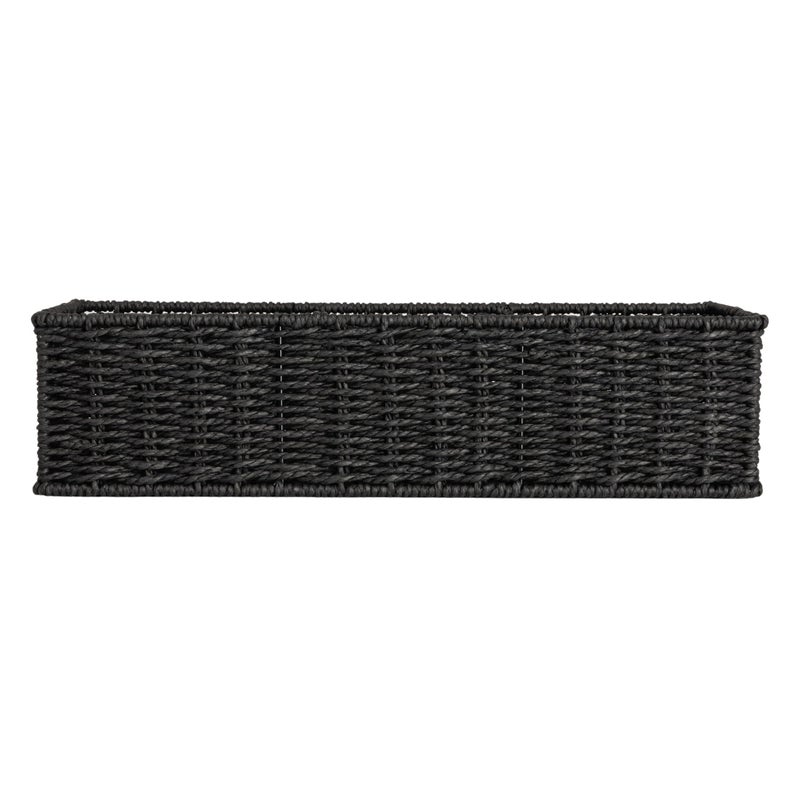 Household Essentials Handwoven Paper Rope Rectangular Storage Basket, Black - Image 5