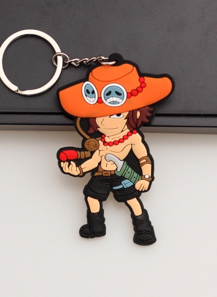 Generic Rubber keychain - anime One Piece character Ace