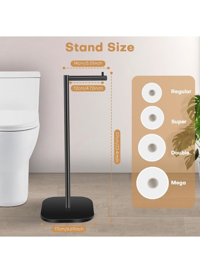 OGGZAQA Matte Black Stainless Steel Toilet Paper Holder Stand, Free Standing Bathroom Tissue Holder, Toilet Roll Holder,- Tp Holder Stand - Image 3