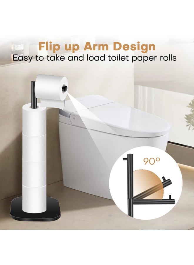 OGGZAQA Matte Black Stainless Steel Toilet Paper Holder Stand, Free Standing Bathroom Tissue Holder, Toilet Roll Holder,- Tp Holder Stand - Image 4