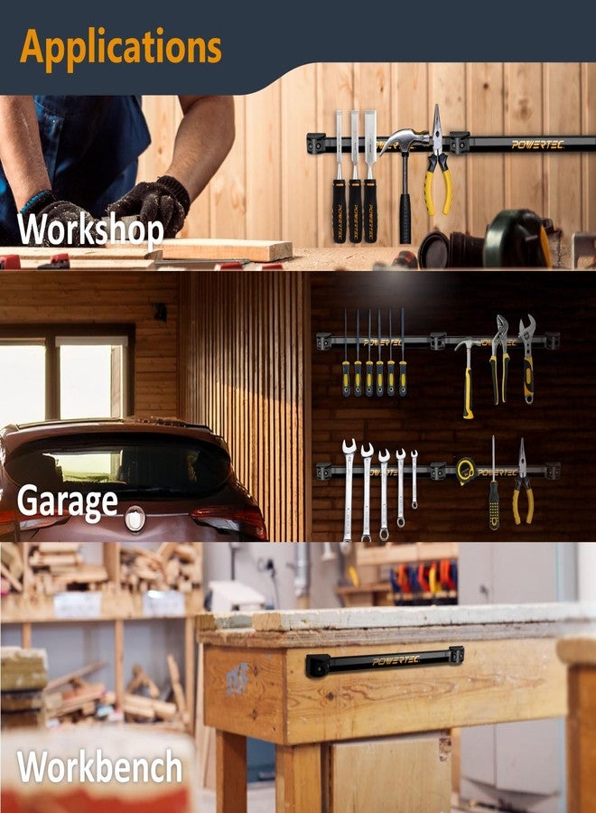 POWERTEC Magnetic Tool Holder Strip 12" 8PK, Metal Magnet Tool Bar Organizers for Garage, Workshop & Kitchen w/Mounting Screws, Space Saving Shop Organization Accessories (71965-P2) - Image 3