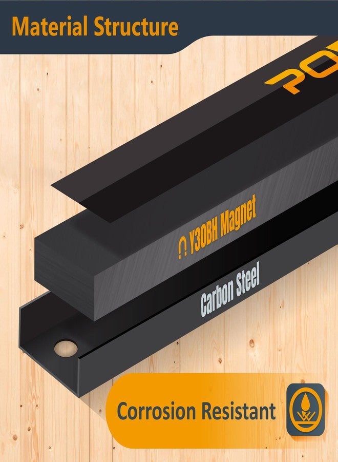 POWERTEC Magnetic Tool Holder Strip 12" 8PK, Metal Magnet Tool Bar Organizers for Garage, Workshop & Kitchen w/Mounting Screws, Space Saving Shop Organization Accessories (71965-P2) - Image 2