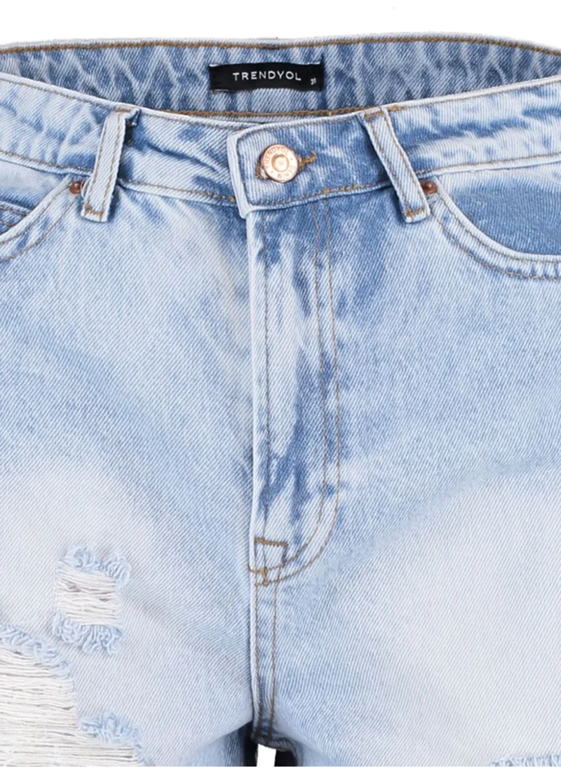 trendyol Ripped Denim Mini Shorts
