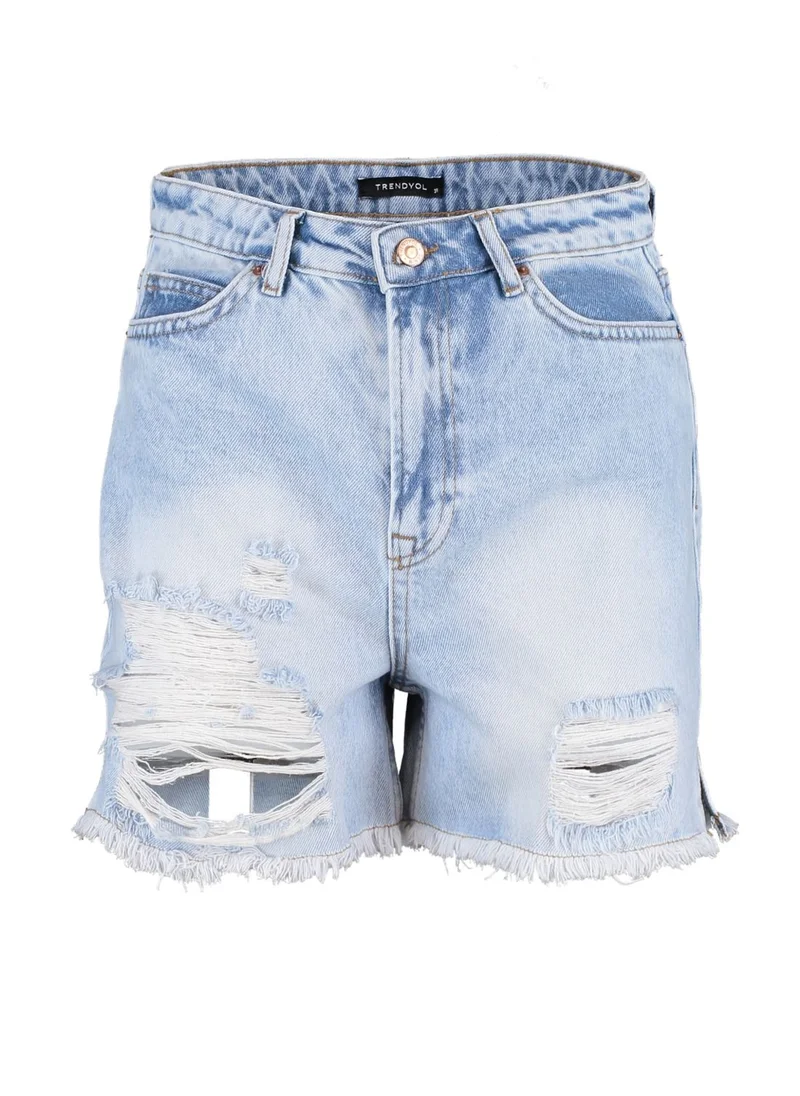 trendyol Ripped Denim Mini Shorts