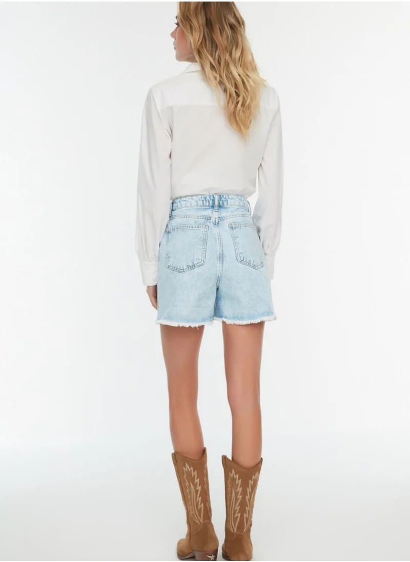 trendyol Ripped Denim Mini Shorts