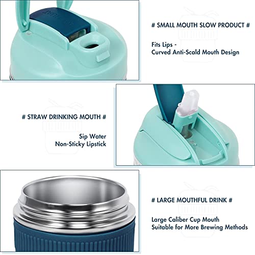 MustHome Satinless Steel Coffee Mug with lid Travel Mug Blue 300ml Pack of 1 Travel Mug with 2in1 Lid, ECO-Friendly & Leak-Proof Travel Cup Reusable Sipper Hot Cold | Gifts for Employees - Image 4