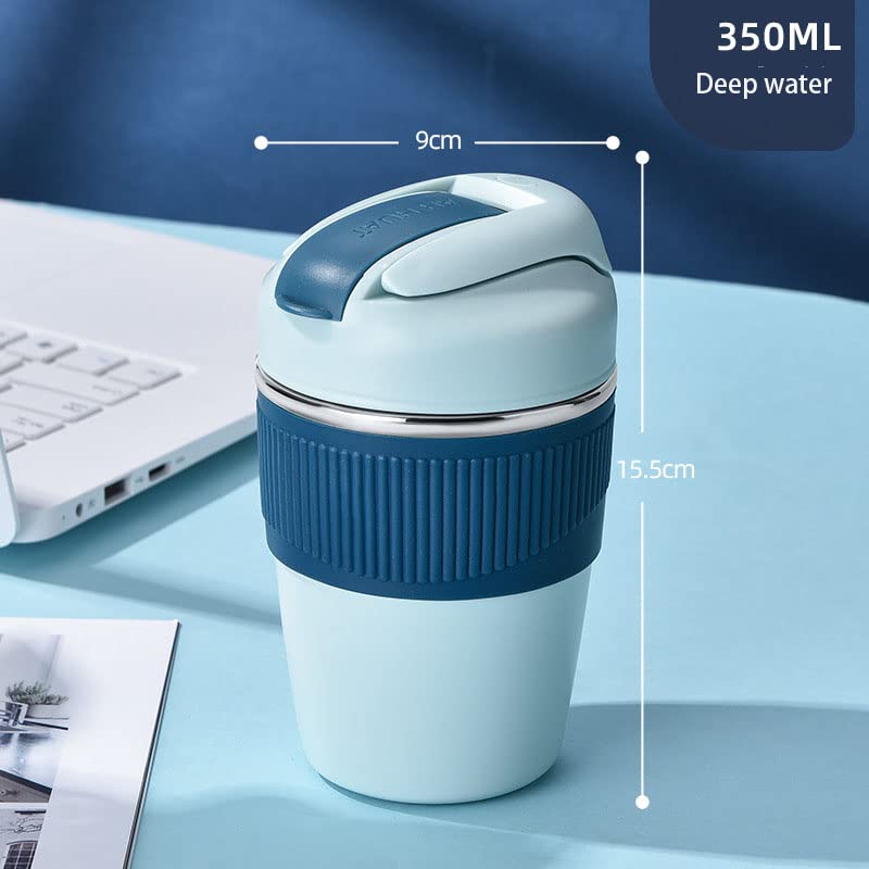 MustHome Satinless Steel Coffee Mug with lid Travel Mug Blue 300ml Pack of 1 Travel Mug with 2in1 Lid, ECO-Friendly & Leak-Proof Travel Cup Reusable Sipper Hot Cold | Gifts for Employees - Image 3