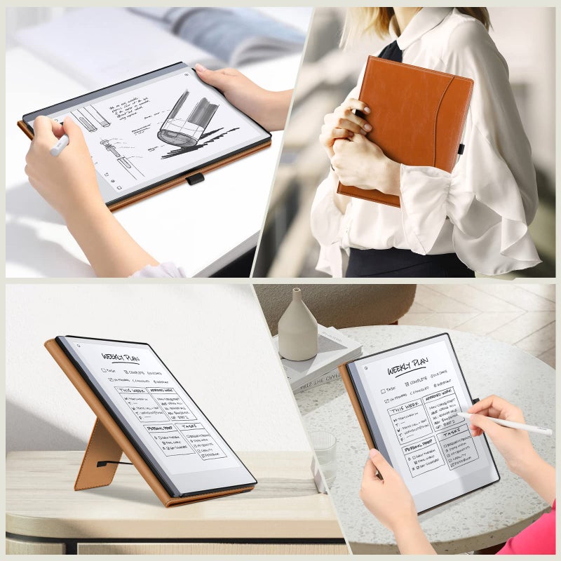 Fintie Stand Case for Remarkable 2 Digital Paper Tablet 10.3 inch (2020 Released) - Premium PU Leather Stand Cover with Card Slot & Pen Holder, Brown - Image 5