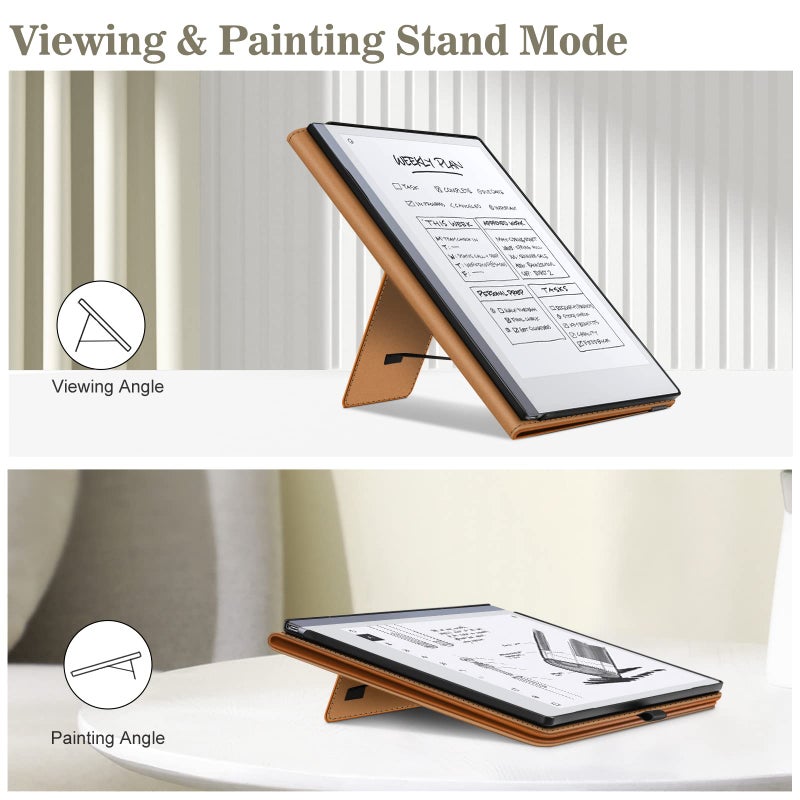 Fintie Stand Case for Remarkable 2 Digital Paper Tablet 10.3 inch (2020 Released) - Premium PU Leather Stand Cover with Card Slot & Pen Holder, Brown - Image 2
