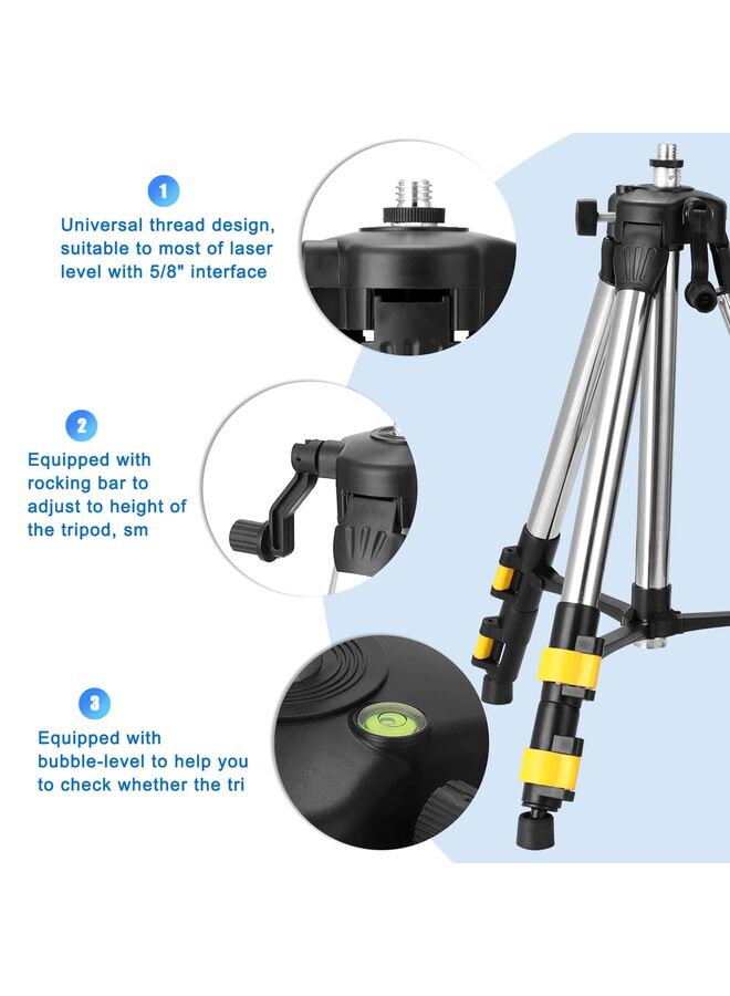 Three Height Adjustment Stainless Steel Extension Bar Tripod Stand For Laser Level with Bubble-level,Collapsible Legs,Elevated Tripod - Image 2