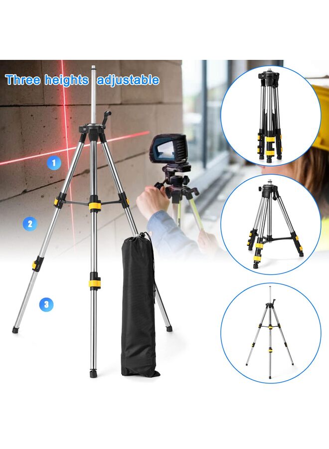 Three Height Adjustment Stainless Steel Extension Bar Tripod Stand For Laser Level with Bubble-level,Collapsible Legs,Elevated Tripod - Image 3