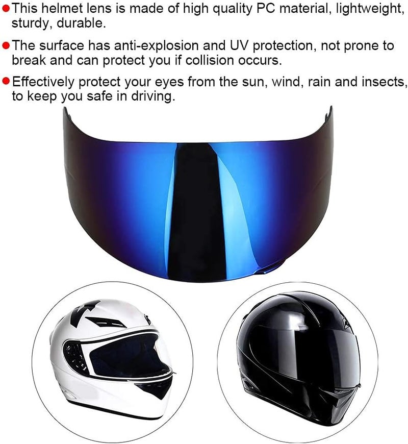 Aramox Helmet Lens Visor, Full Face Motorcycle Helmet Visor Lens Motorcycle Helmet Lens Replacement Fit for AGV K3SV K5(Blue) - Image 3