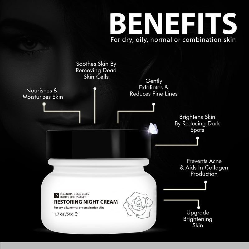 WBM Restoring Night Cream for Face, Anti-Aging Moisturizer with Hydro-Rich Essence. Skin-renewing face cream for a hydrated, youthful look. Size: 1.7 oz. - Image 5
