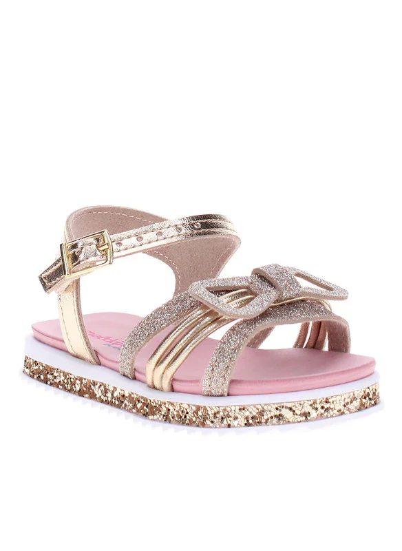 موليكينها Molekinha Infant Girls Sandals With Back Strap Gold | Made In Brazil