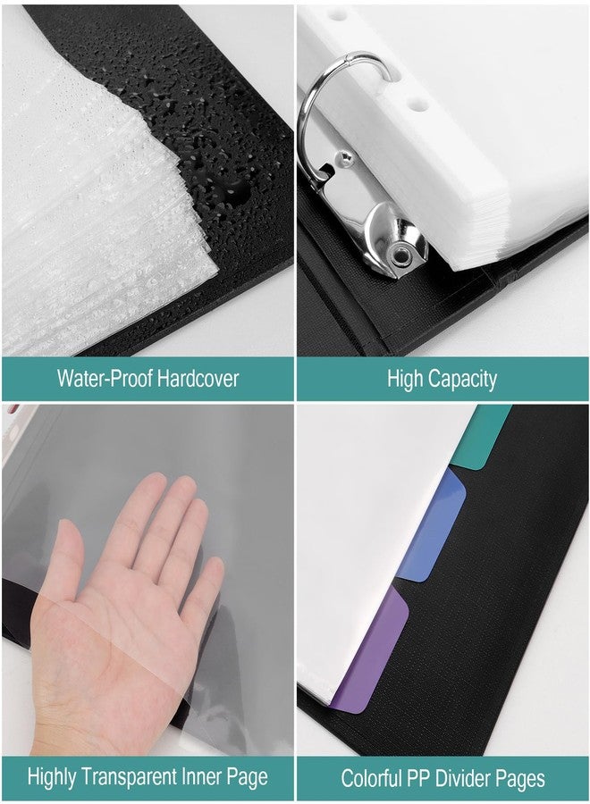 Uquelic Binder with Plastic Sleeves for Letter/A4 Size (11'' x 8.5'') Document Binder Organizer with Dividers for Papers, Photos and Artwork, 100 Pages Display for Presentation (Black, 100-Pockets) - Image 4