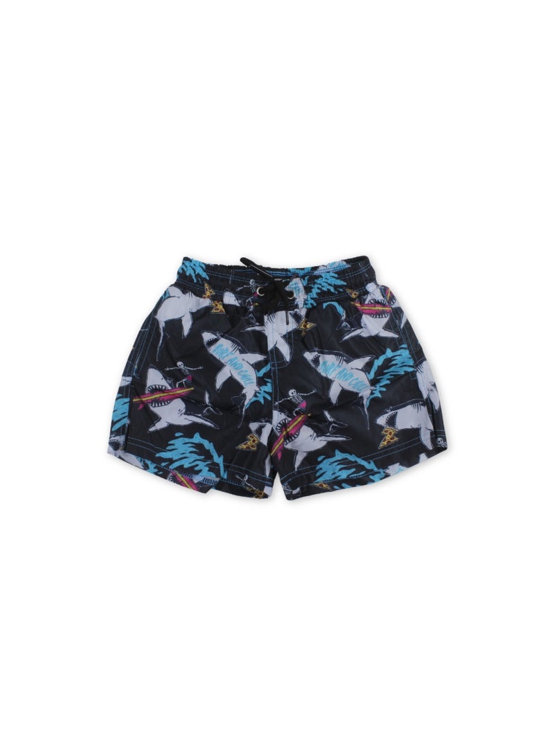 I.Wear Baby Boys Swim Trunks – Black with Sharks Print - Image 2