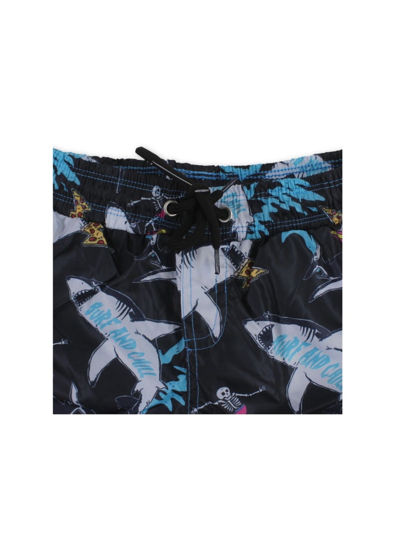 I.Wear Baby Boys Swim Trunks – Black with Sharks Print - Image 3