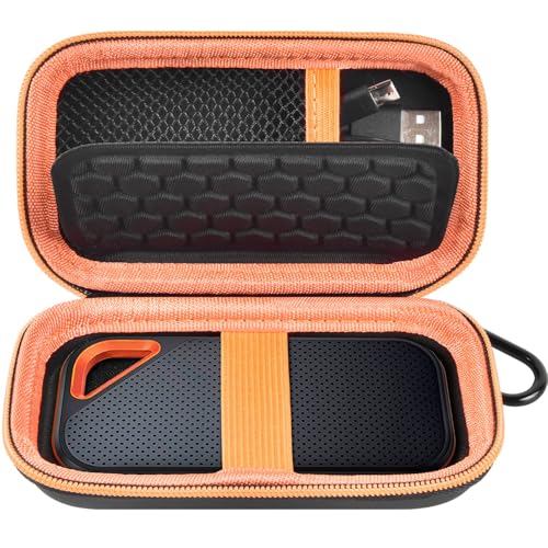 GWCASE Hard Case Compatible with SanDisk Extreme PRO 500GB 1TB 2TB 4TB Portable External SSD. Carrying Travel Holder for Crucial X8 Solid State Drive (Box Only)-Orange Zipper - Image 1