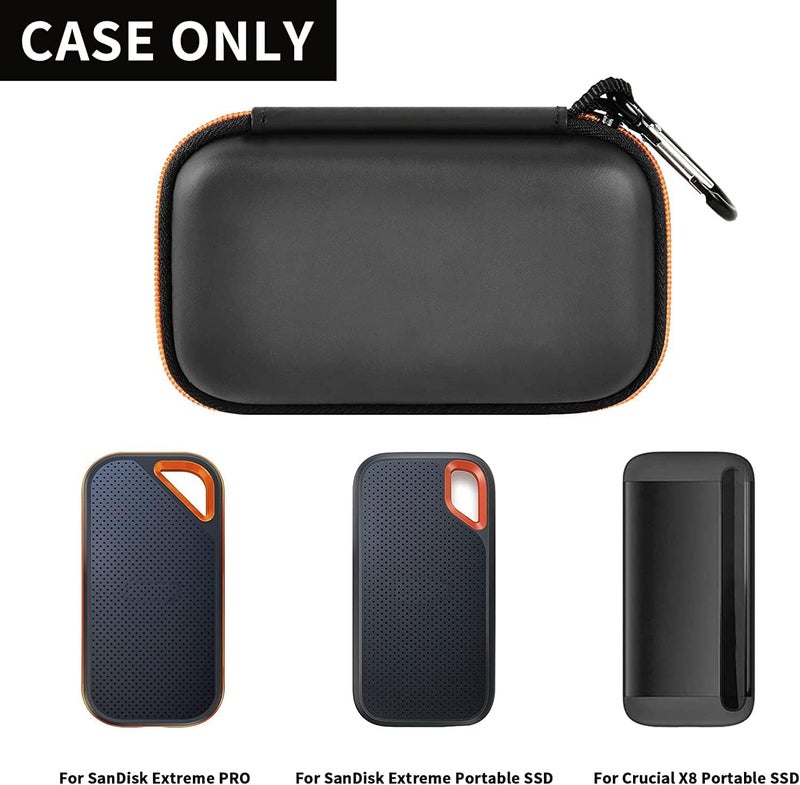 GWCASE Hard Case Compatible with SanDisk Extreme PRO 500GB 1TB 2TB 4TB Portable External SSD. Carrying Travel Holder for Crucial X8 Solid State Drive (Box Only)-Orange Zipper - Image 2