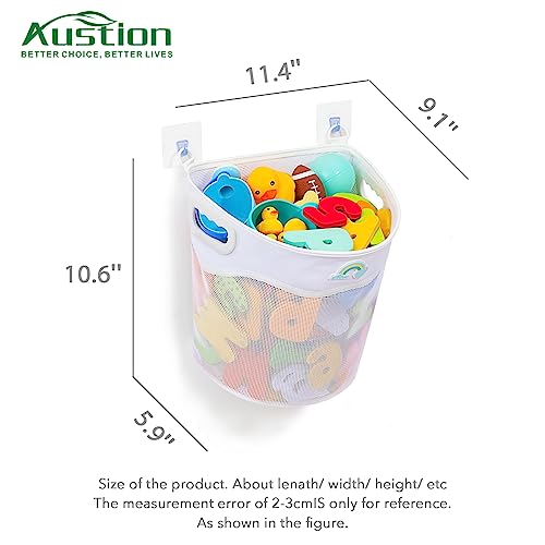Austion Quick-Fetch Way Mesh Bath Toy Holder, Wide Opening and Large Capacity Bath tub Toy Storage for Easy Access to Toys, Space-Saving Wall-Mounted Bath Toy Organizer, Quick Dry Bathtub Toy Holder - Image 2
