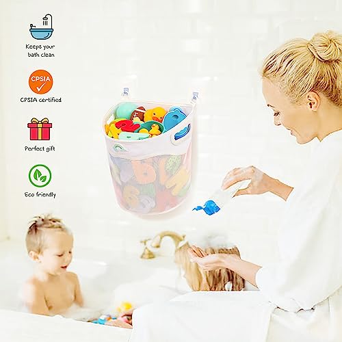 Austion Quick-Fetch Way Mesh Bath Toy Holder, Wide Opening and Large Capacity Bath tub Toy Storage for Easy Access to Toys, Space-Saving Wall-Mounted Bath Toy Organizer, Quick Dry Bathtub Toy Holder - Image 4
