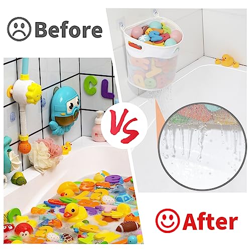 Austion Quick-Fetch Way Mesh Bath Toy Holder, Wide Opening and Large Capacity Bath tub Toy Storage for Easy Access to Toys, Space-Saving Wall-Mounted Bath Toy Organizer, Quick Dry Bathtub Toy Holder - Image 5