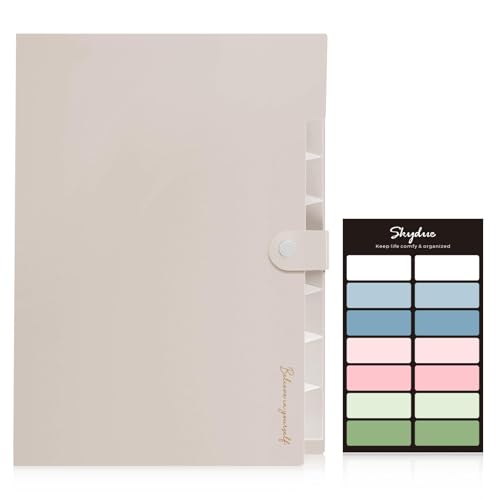 SKYDUE Expanding File Organizer with 8 Pockets Accordion File Folders with Labels Portable Document Paper Bill Receipt Organizer Home College School Office Supplies Letter SizeMilk Tea Brow - Image 3