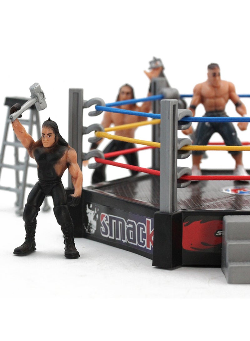 Wrestler Toy Hexagonal Ring Character Scene Model With 12 Doll Sets And Accessories  - Image 4