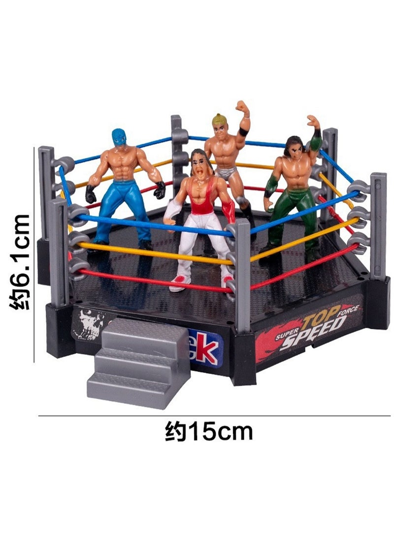 Wrestler Toy Hexagonal Ring Character Scene Model With 12 Doll Sets And Accessories  - Image 3