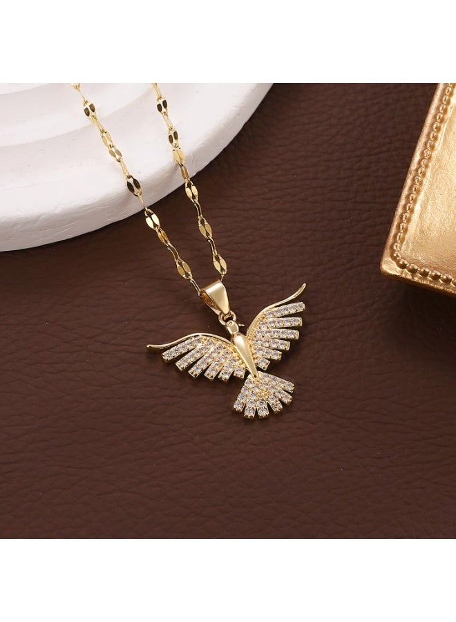 Nicor Stainless Steel Open Wings Phoenix Pendant Necklace for Women, Versatile Daily Wedding Banquet Cross-Border Jewelry - Image 1