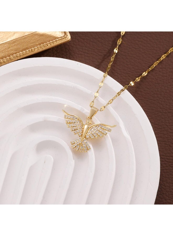 Nicor Stainless Steel Open Wings Phoenix Pendant Necklace for Women, Versatile Daily Wedding Banquet Cross-Border Jewelry - Image 4