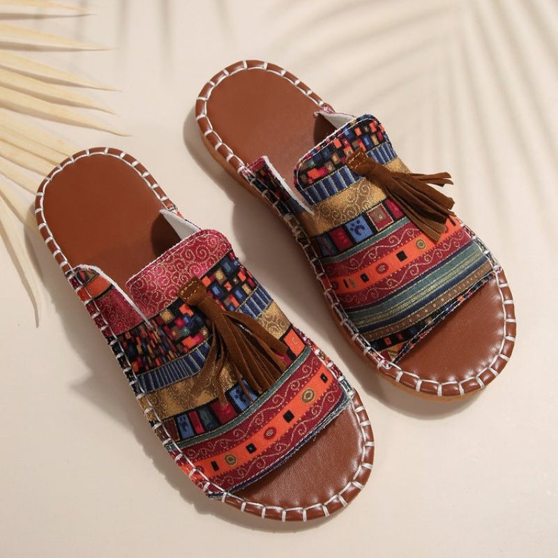 Plus-Size 2025 Fashion Flat Sandals With Open Toe And Floral Strap For Outdoor Wear - Image 5