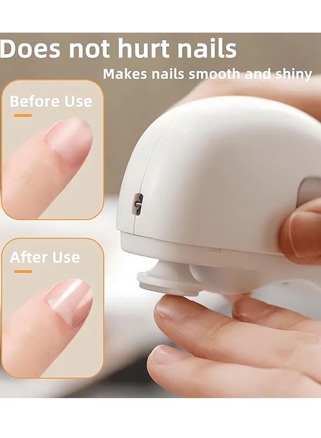 BOUND MOAT مقص أظافر كهربائي مع ضوء - آلة تلميع كهربائية 2 في 1 لقص الأظافر والتشذيب، تصميم 2 في 1، قابلة لإعادة الشحن عبر USB، مقص أظافر آمن للأطفال، والكبار، وكبار السن (لون أبيض) - Image 3