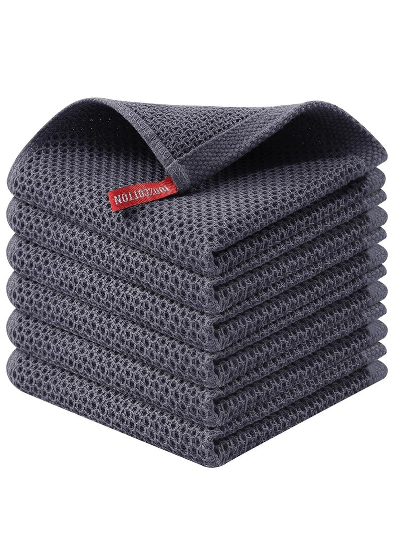 إسكدنيا حزمة من 6 قطع من القطن 100%، مفرشات المطبخ الجذبانة الشفافة، اللطيفة جدًا، التجفيف السريع لمفرشات الأطباق المطبخية. - Image 1