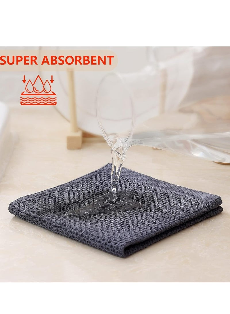 إسكدنيا حزمة من 6 قطع من القطن 100%، مفرشات المطبخ الجذبانة الشفافة، اللطيفة جدًا، التجفيف السريع لمفرشات الأطباق المطبخية. - Image 4