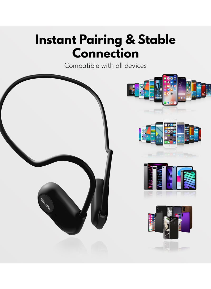 VOLTMA Active Beats Open Ear Headphones | Bluetooth Earbuds 5.3 IPX45 Waterproof Ear Hooks, 6H Playtime Wireless Earbuds, 1.5 Fast Charging Air Conduction Headphones for Running Workout  - Image 5